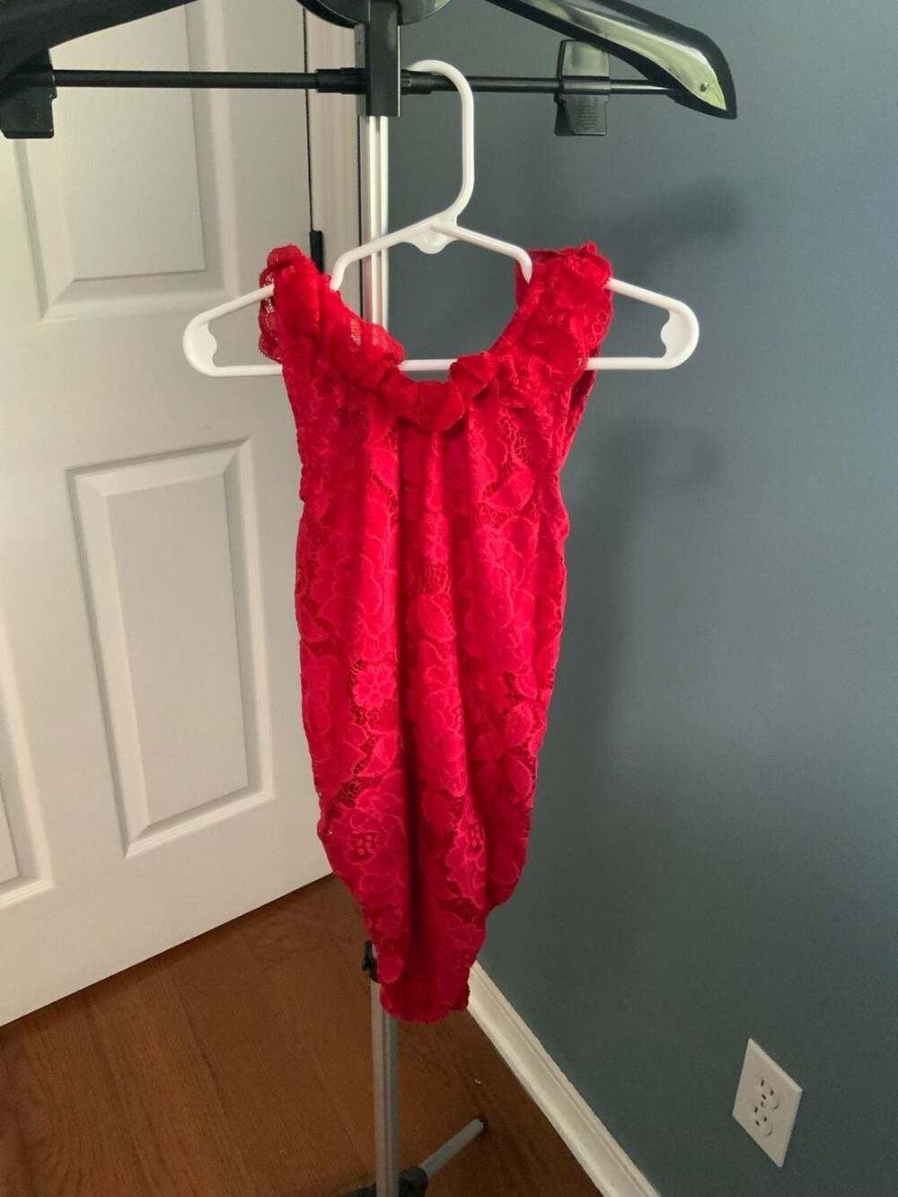Bailey'S Blossoms Red Lace Bodysuit Size 4T